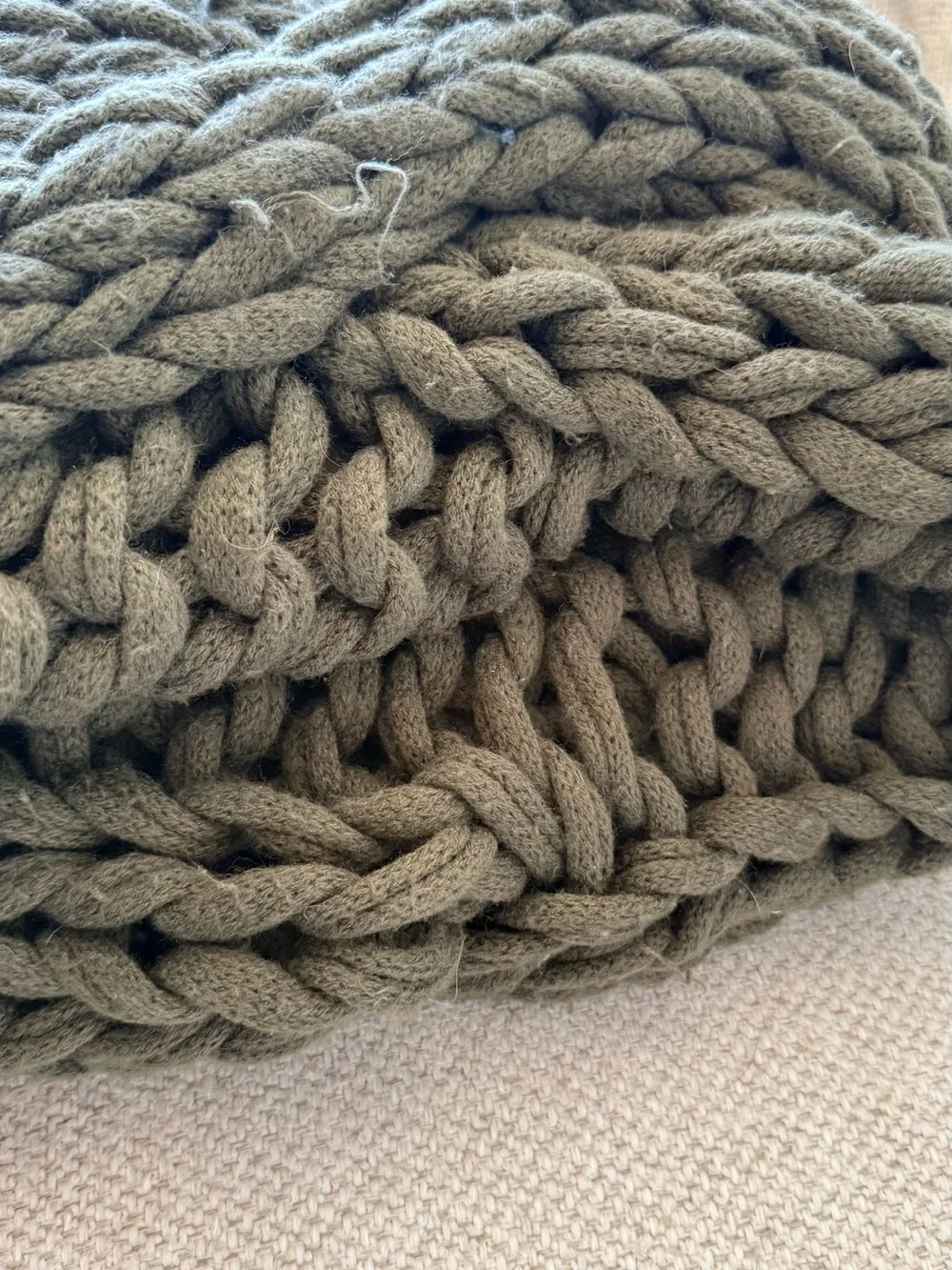 Pottery Barn Dark Green Cozy Chunky Knit Throw Blanket